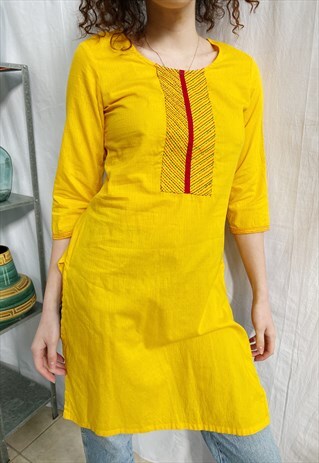 VINTAGE 90S INDIAN SARI BOHO HIPPIE ETHNIC BLOUSE TUNIC TOP
