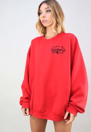 VINTAGE OVERSIZED RED WYOMING SWEATSHIRT