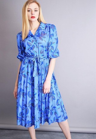 70'S RETRO ABSTRACT PATTERN ELEGANT MIDI DRESS