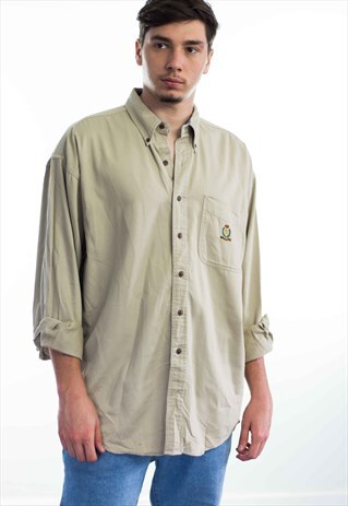 VINTAGE CHAPS RALPH LAUREN SHIRT LOGO 90S L 14.7