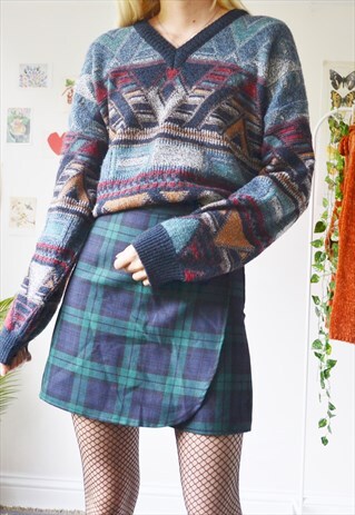 VINTAGE PATTERNED KNIT JUMPER SWEATER