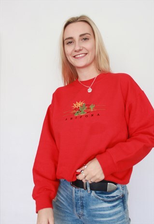 VINTAGE OREGAN CACTUS EMBROIDERY USA OVERSIZED SWEATSHIRT