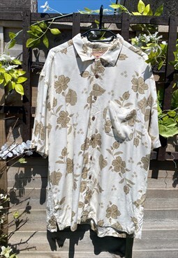 Vintage Caribbean Joe white Wavey Hawaiian shirt XL