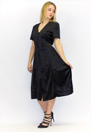 VINTAGE BUTTON UP VELVET DRESS