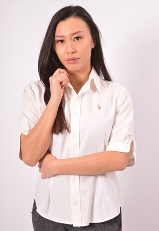 VINTAGE RALPH LAUREN SHIRT SHORT SLEEVE WHITE