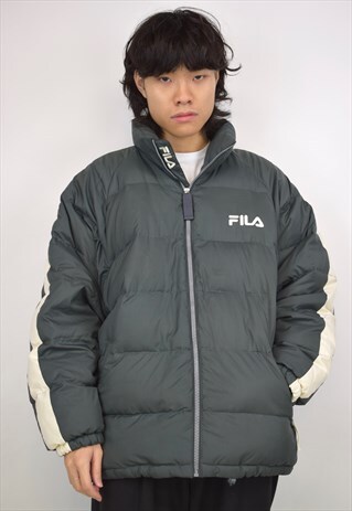 VINTAGE 90S FILA GREY PUFFER JACKET
