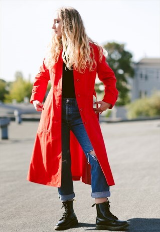 VINTAGE 70S BOLD RED TRENCH COAT