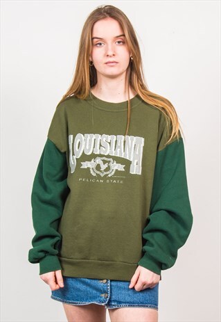 VINTAGE 90'S GREEN LOUISIANA USA SWEATSHIRT