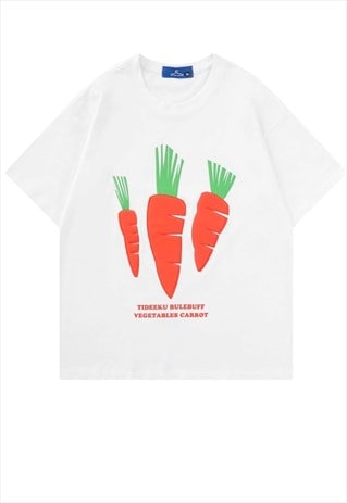 Carrot patch t-shirt vegetable tee retro theme top white