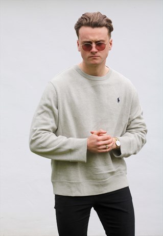 RALPH LAUREN USA 90S MINIMALIST ASH GREY SWEATSHIRT