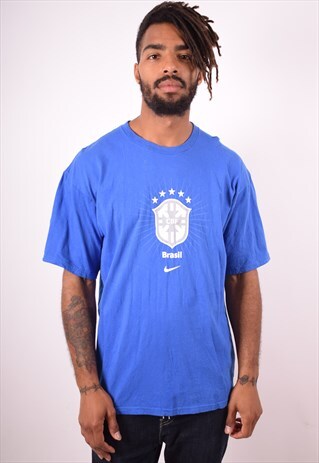 NIKE MENS VINTAGE CBF T-SHIRT TOP LARGE BLUE 90S