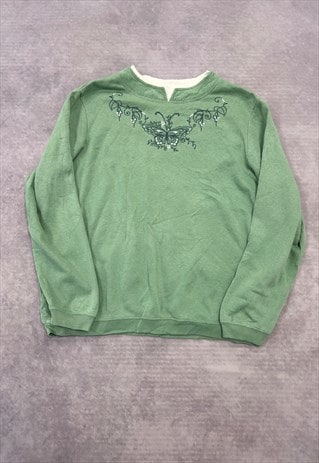 VINTAGE SWEATSHIRT EMBROIDERED BUTTERFLY PATTERNED JUMPER