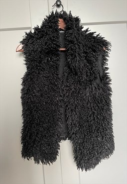 Vintage Faux Black Sheep Soft Fluffy Vest