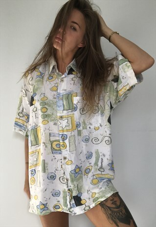 PATTERNED OVERSIZED RETRO VINTAGE UNISEX FESTIVAL SHIRT