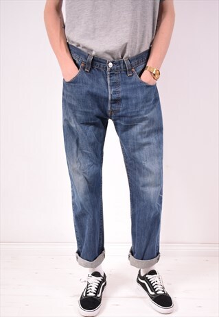 LEVI'S 501 MENS VINTAGE JEANS W34 L30 BLUE 90S