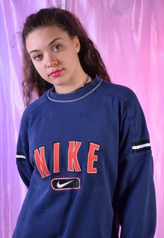 VINTAGE NIKE NAVY EMBROIDERED SWEATSHIRT
