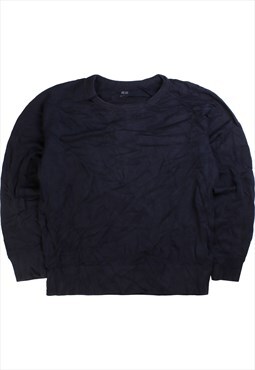 Vintage  Uniqlo Sweatshirt Heavyweight Plain Navy Blue Large