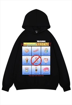 Y2k inspired hoodie psychedelic pullover grunge top in black