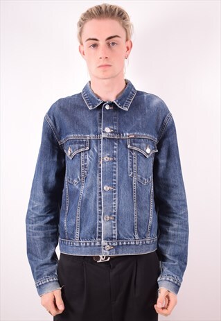RIFLE MENS VINTAGE DENIM JACKET SMALL BLUE 90S