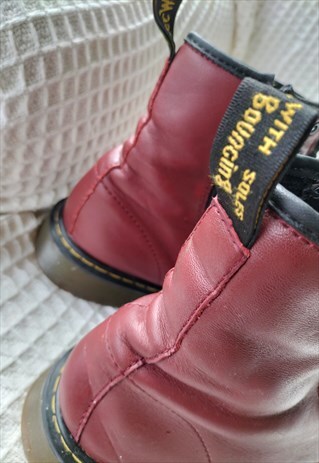 Vintage Dr Marten Leather Maroon Lace Up Boots UK 5