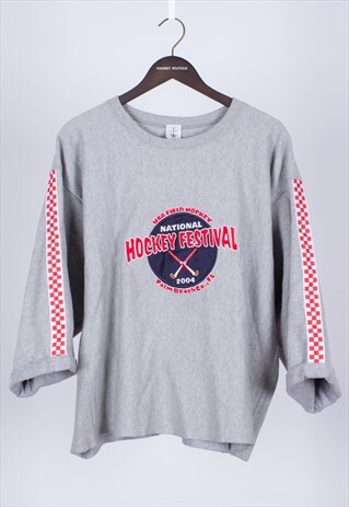 REMADE 90S GREY CROPPED SWEATER CHAMPION