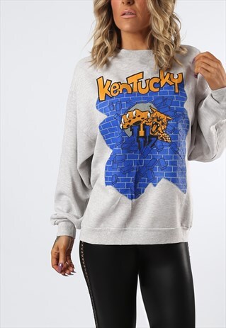 SWEATSHIRT JUMPER OVERSIZED KENTUCKY PRINT UK 14 (24D)