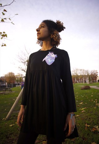 WITCH ANATOMICAL HEART BLACK BABYDOLL DRESS