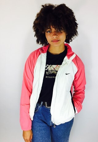 NIKE PINK AND WHITE 90S WINDBREAKER JACKET