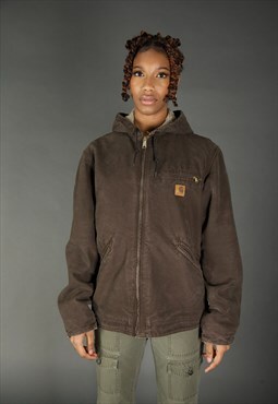 Carhartt Active Hooded Bomber Jacket in Brown.