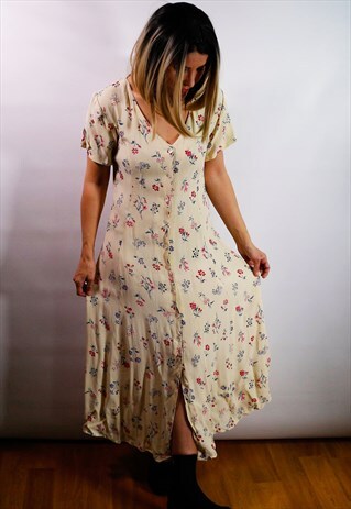 VINTAGE 90S DITSY BUTTON UP DRESS