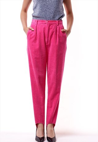80S VINTAGE CORDUROY MOMS HIGH WAISTED TROUSERS 1563