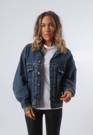 DENIM JACKET OVERSIZED FITTED VINTAGE UK 14 (G2A)