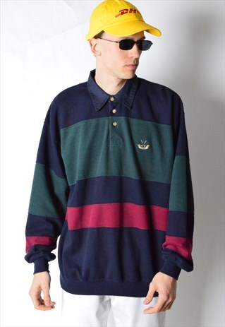 VINTAGE 90S STRIPED LIGHTWEIGHT POLO JUMPER