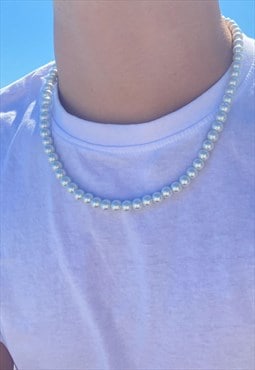 Mens Faux Pearl Necklace 8mm