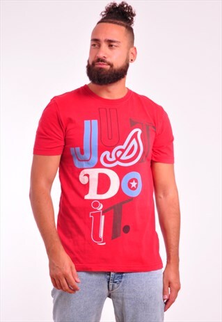 VINTAGE NIKE JUST DO IT SPELL OUT RETRO RED T-SHIRT