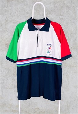 Vintage RBS Six Nations Rugby Polo Shirt Embroidered Large