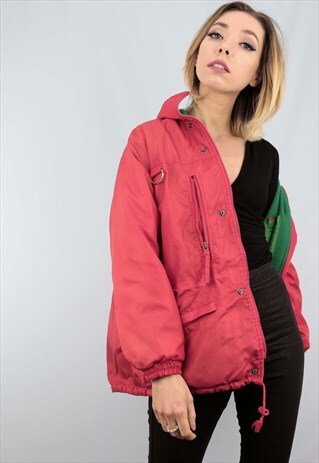 VINTAGE 80S 90S OVERSIZED PUFFER SKI COAT RED