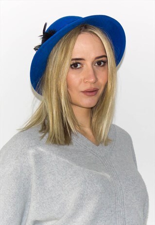 VINTAGE ELECTRIC BLUE 70'S FESTIVAL HAT