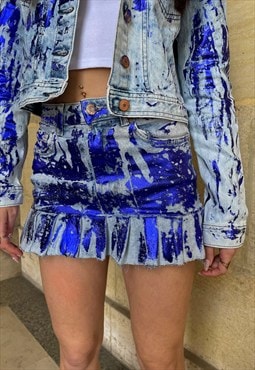 Bowsdontcry upcycled mini denim skirt