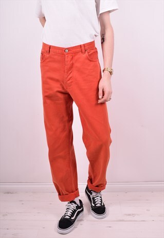 CALVIN KLEIN MENS VINTAGE JEANS W36 L35 ORANGE 90'S