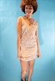 VINTAGE Y2K SIZE M FULL SEQUIN MINI DRESS IN BABY PINK.
