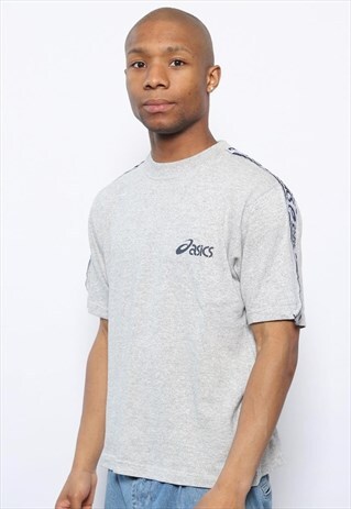 VINTAGE ASICS TAPE LOGO T-SHIRT GREY