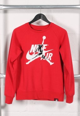 Vintage Kid's Nike Sweatshirt in Red Pullover Jumper Large
