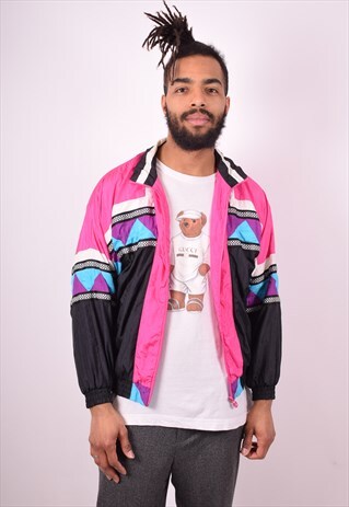 MENS VINTAGE TRACKSUIT TOP JACKET MEDIUM MULTI 90S