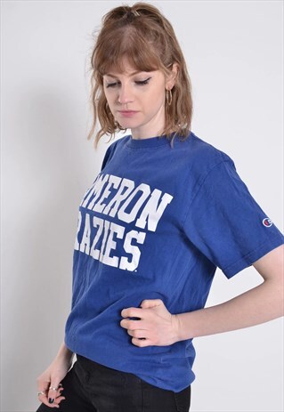 VINTAGE CHAMPION CREW NECK T-SHIRT BLUE