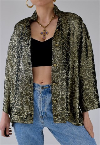 VINTAGE 80S GOLD LAME SHIRT