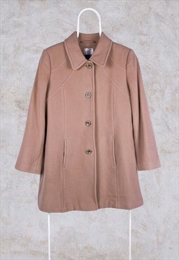 Vintage Eastex Wool Overcoat Beige Women's UK 10
