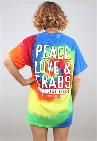 VINTAGE OVERSIZED NOVELTY TIE DYE COLOURFUL FESTIVAL T-SHIRT