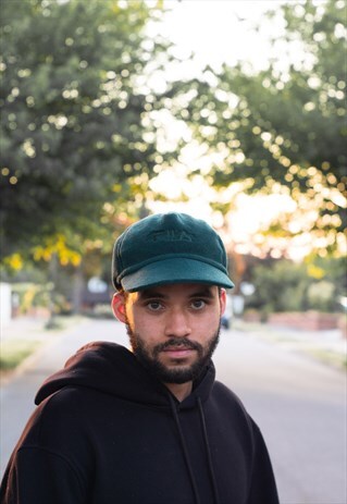 VINTAGE 90'S FILA FLEECE CAP IN FOREST GREEN