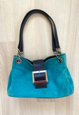 90's Teal Faux Suede Handbag